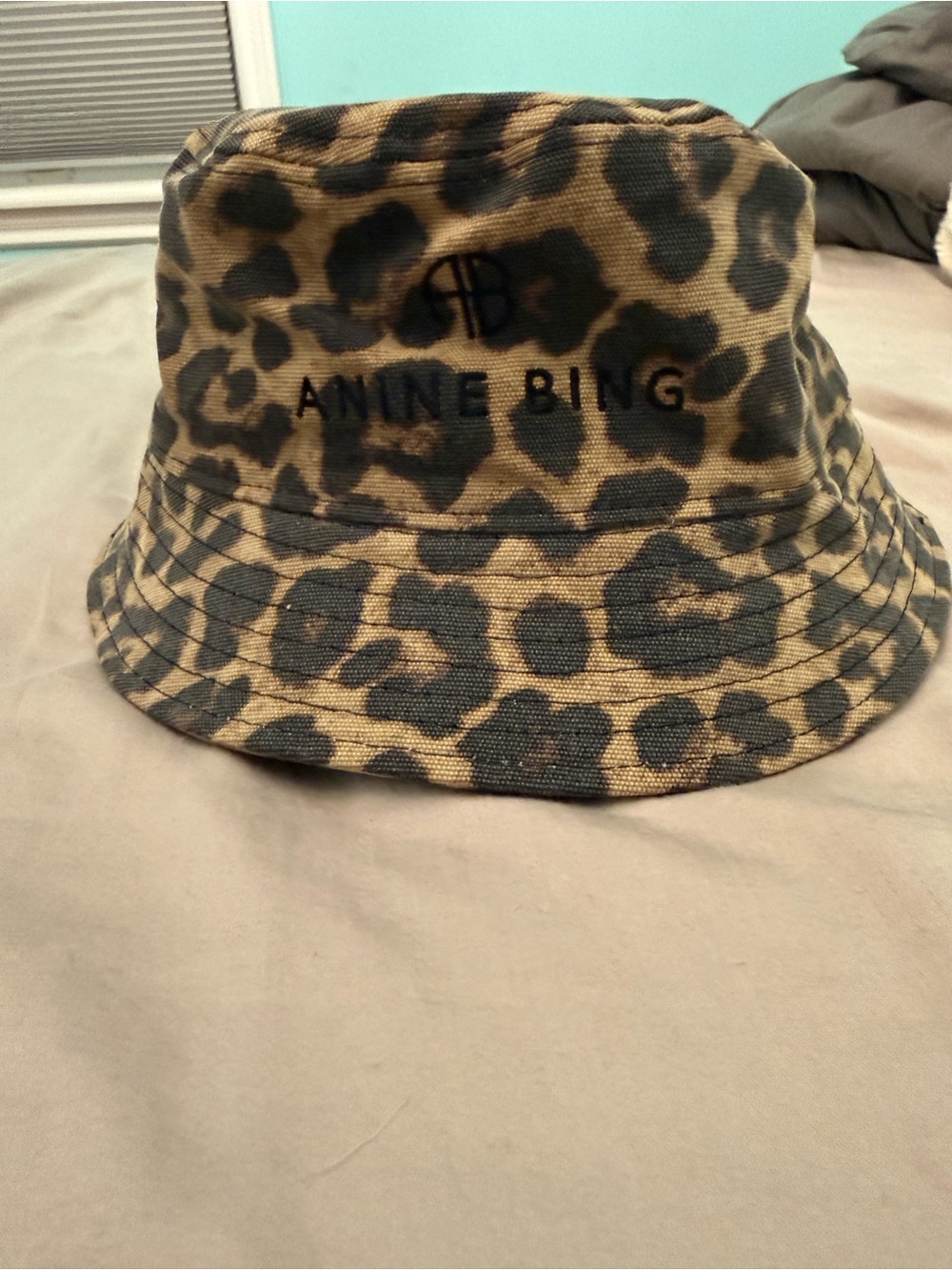 ANINE BING Kids Leopard Bucket Hat - Tan/Black